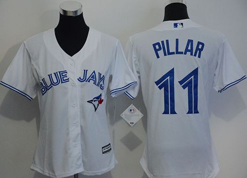 Blue Jays #11 Kevin Pillar White Women's Home Stitched MLB Jersey - Click Image to Close
